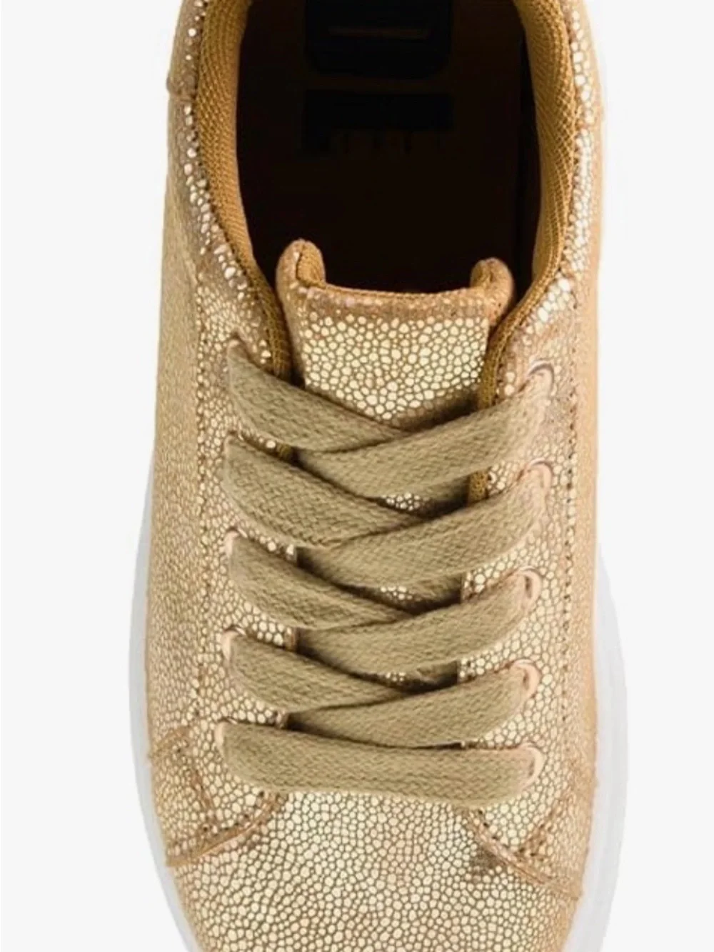 Dirty Laundry Record Metallic Champagne Gold Platform Sneakers NWB size 9